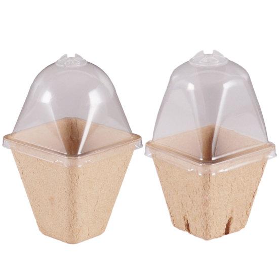 10 Stück Zellstoff-Pflanzenbecher, biologisch abbaubare Belüftungslöcher, Einwegartikel mit Deckel, Kindergarten, Heimanbau, Zellstoffform, Pflanzen-Startertopf, Heimversorgung