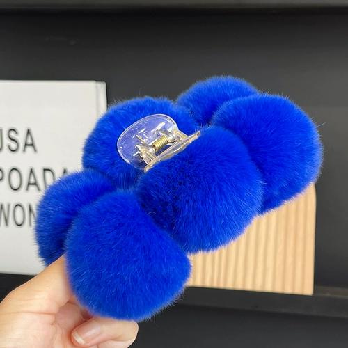 Pinza para el pelo con bola de piel de conejo Rex, pinza para el pelo con agarre de felpa para otoño e invierno, pinza para el pelo con cabeza grande de tiburón, tocado para el pelo de Corea