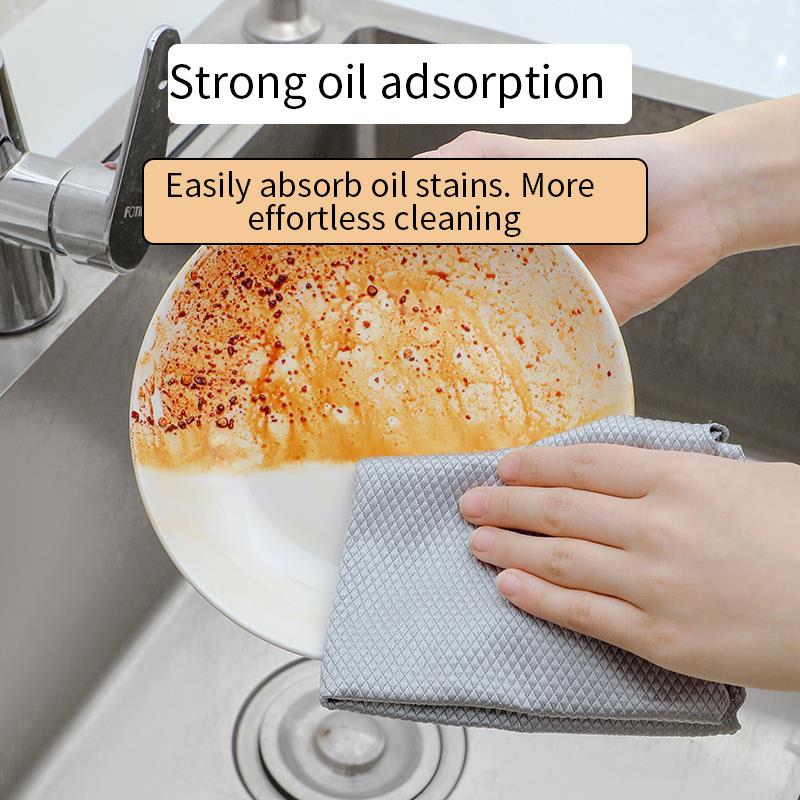 Kitchen Microfiber Fish Scale Towel Cleaning Glass Rag Cleaning Windows Rag Multi-Purpose Super Absorbent Microfiber Fish Scale Towel