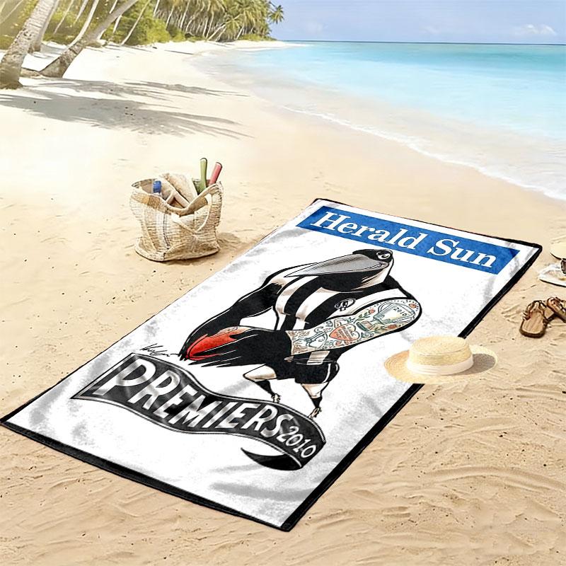 Collingwood Magpies Druck Strandtuch, Großes Weiches Schnelltrocknendes Handtuch für Strand Camping Schwimmen