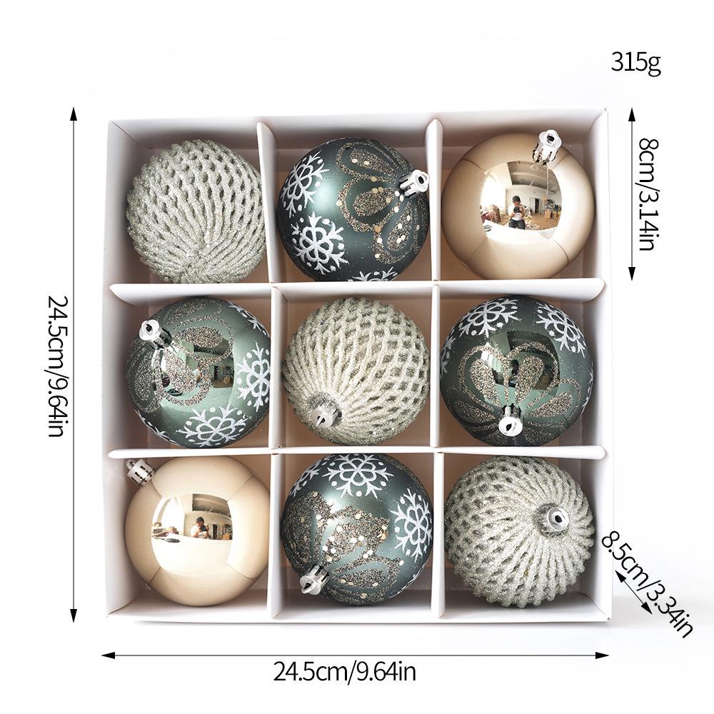 Christmas Tree Ornament Set: Nine Painted Macaron Candy Color Irregular Balls