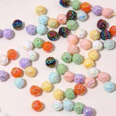 5Pcs 14.8mm Colorful Acrylic Cream Wool Flower Ball Beads Necklace Bracelet Decoration DIY Handmade Accessories