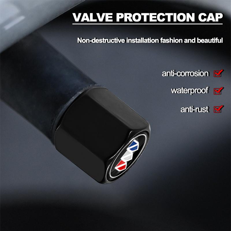 Modische Auto-Reifenventilkappen mit Auto-Emblem Schlüsselanhänger-Set Für Buick Enclave Regal Lacrosse Encore Excelle Envision Autozubehör