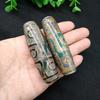 Tibetan Green Nine-Eyed Dzi Agate Jade Pendant Necklace Ornaments.
