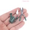 1Set 1: 12 Mini Metal Green Watering Pot Scissors Shovel Model Dollhouse Gardening Tool Set