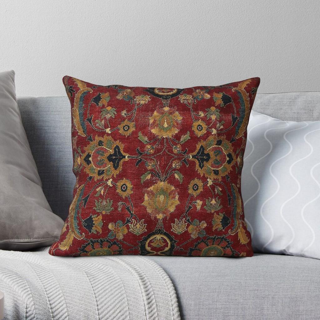 Safawidische Antike Persische Florale Quadratische Kissenhülle Polyester Leinen Samt Muster Reißverschluss Dekorative Kissenhülle Autositzbezug x