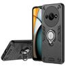 KEYSION Shockproof Armor Case for Redmi A3 Slide Camera Lens Protection Ring Stand Phone Back Cover for for Xiaomi POCO C61