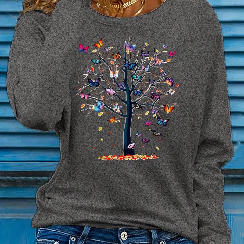 Ladies' Spring and Autumn Clothing Colorful heart Printed T-shirt Long Sleeve Round Neck Casual Top