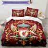 3-teiliges Bettbezug-Set (1 * Bettbezug + 2 * Kissenbezug, ohne Kern), Liverpool Football Club Druck Weiches Ganzjahres-Bettwäscheset, Heimschlafzimmer-Dekoration Geschenk