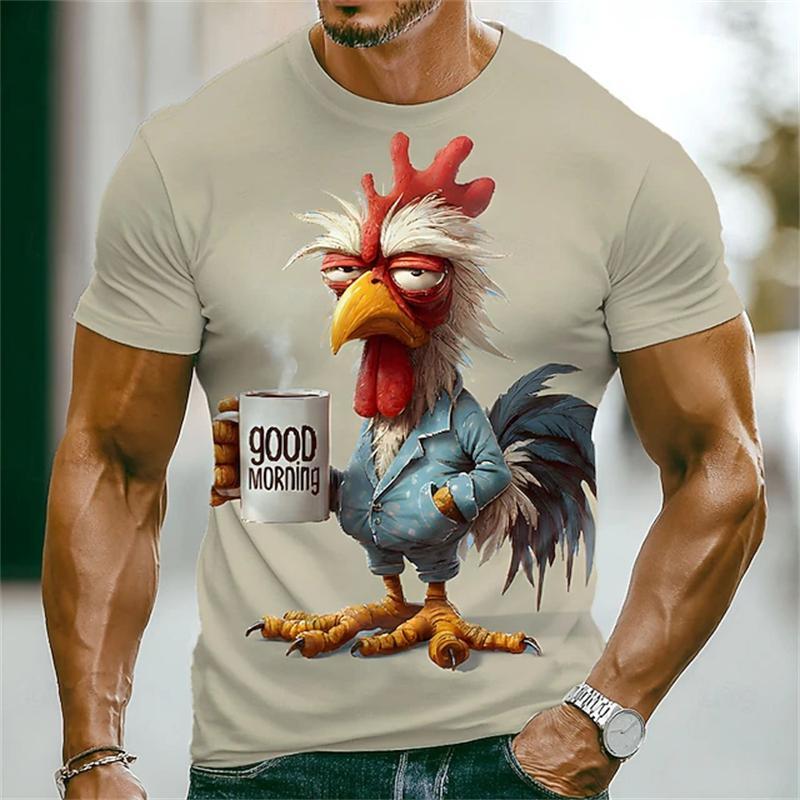 Summer 3D Animal Print T-Shirts Cute Outdoor Men's Short-Sleeve