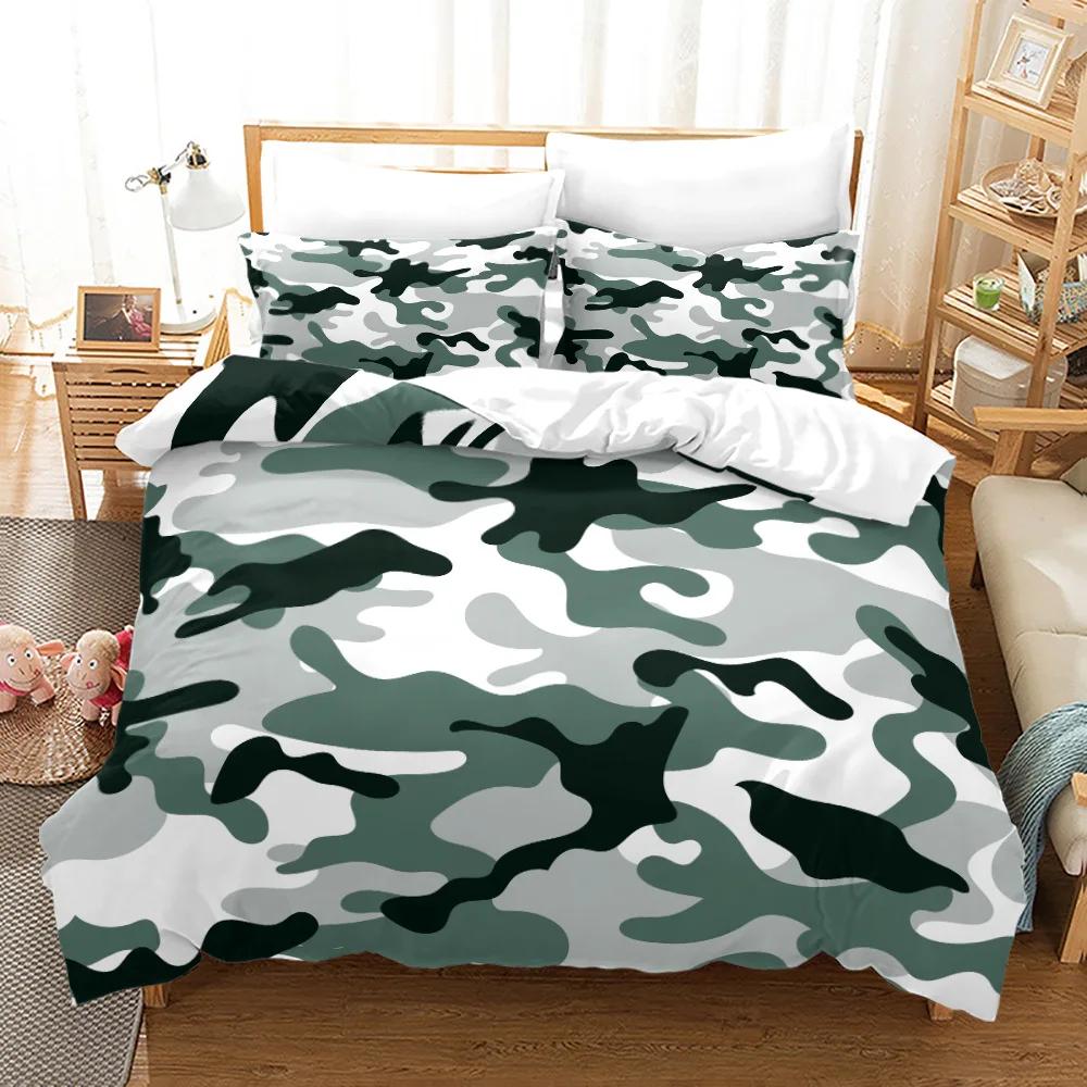 3PCS Single-sided Printed Series Camouflage Russian Printing Duvet Cover BeddingSet Comfortable Breathable Sheet  Comforter