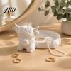 Cute Desk Storage Box Highland Cow Jewelry Tray, Round Tray 3D Printed Desktop Office Organizer Organizer, Decorative Tabletop Container for