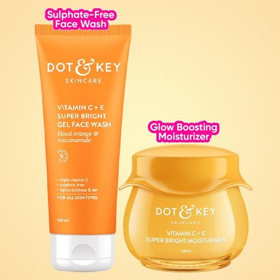 Dot & Key Vitamine C Daily Glow Booster Skincare Combo (Hydratant à la vitamine C 60 ml et nettoyant visage à la vitamine C)| Pour tous types de peau | Pour femmes et hommes