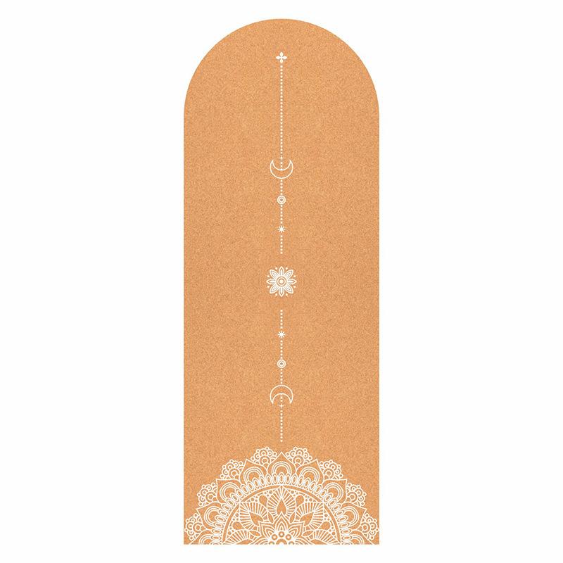 Natural Rubber Arch Shape Cork Yoga Mat Printed Non-slip Sports Mat Sweat-absorbing Oval Curve Pilates Mats 182*68cm*0.5cm