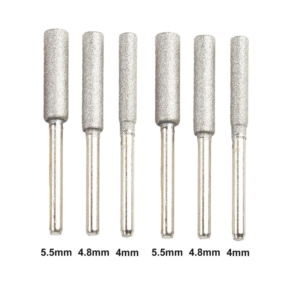 6pcs Silver Chainsaw Sharpeners 4mm 4.8mm 5.5mm Burr Chainsaw Head For Sharpening Polishing Engraving Grinding Tool