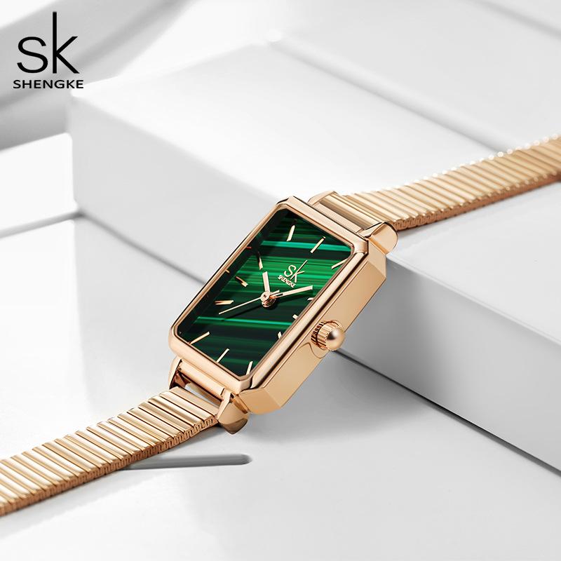 Watch Female Niche Premium Sense Square Watch Axiannu Green Watch Bamboo Strap Guangzhou Watch Watch 0177