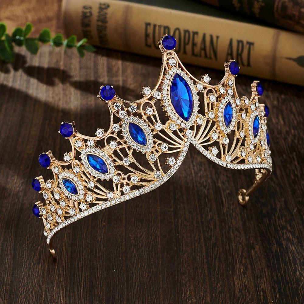 Shiny Baroque Crown Multicolor Rhinestone Crown Luxury Princess Tiara  Dress Accessories
