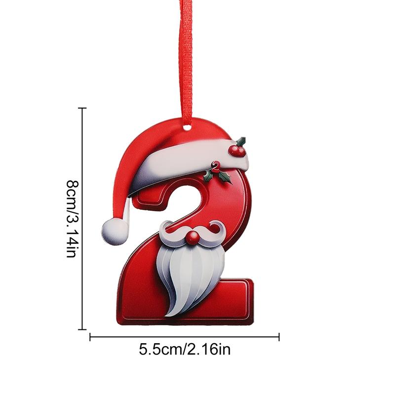 8CM Artificial Acrylic Christmas Numbers 0-9 Xmas Tree Hanging Ornaments for Home Party Decor New Year Gift 2025 Navidad