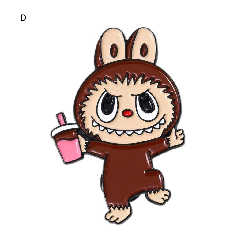 Anime Cute Enamel Labubu Brooch Cartoon Metal Studen Badge Pins Jewelry Brooches Men Women Backpack Jewelry Accessories