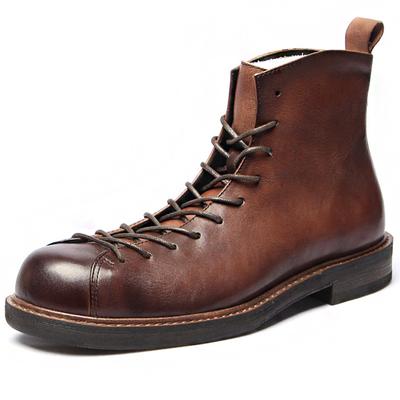 Hoge kwaliteit Heren Leren Schoenen Echt Leer Koeienhuid Motorlaarzen Vintage Korte Laarzen Heren Handmatig Kleur Veeg Enkellaarsjes