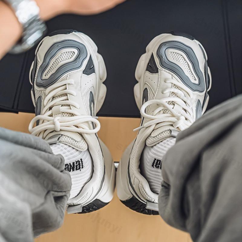 Fashion Men's Shoes 2025 Spring Mesh Breathable Casual Sneakers Versatile Thick Bottom Increasing Comfortable Lightweight Chunky shoes