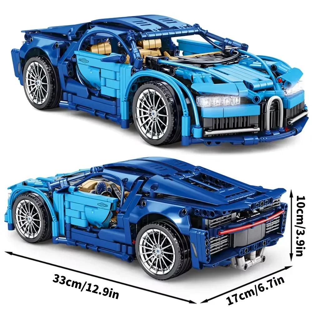 City Technical Super Bluce Sports Car MOC Building Blocks Kit 1:14 Scale Model Super Speed Vehicle Assemble Toy Bricks Kids Gift