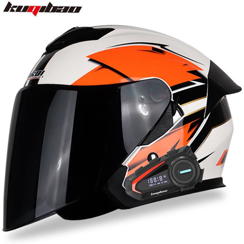Kuqibao Dual Lens Motorcycle Bluetooth Helmet Motorcycle Helmet Half Helmet Long Range Four Seasons Universal Half Cap
