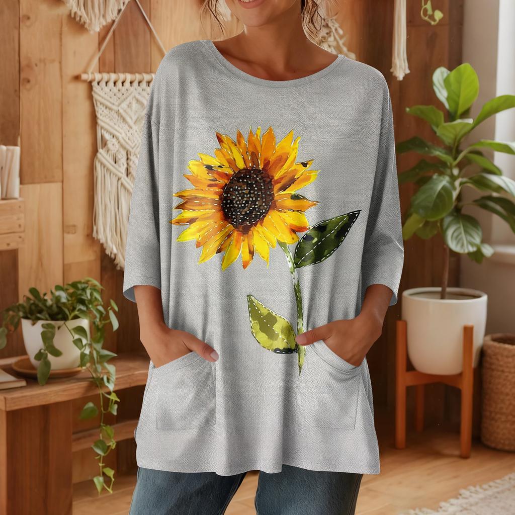 Damen 3/4-Ärmel Shirts Grafik-T-Shirts Shirts Lässige Basic-Tops Pullover