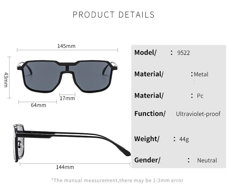 Punk Style One-piece Sunglasses For Men And Women Large Frame Polygonal Trendy Fashion Sunglasses