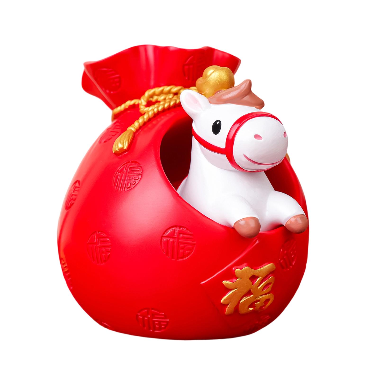 

Decorative Horse Figurine Resin Animal Statue Tabletop Souvenir Ornament for Lunar New Year Living Room Entryway Collection