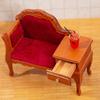 Sofá para Casa de Muñecas Amplia Aplicación Adorable Mueble de Madera para Casa de Muñecas Sofá con Cajón para Casa de Muñecas 1/12