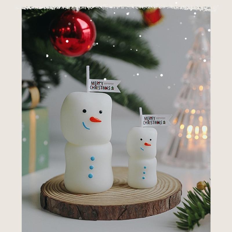 Holiday Snowman Candle Set 2Pcs Soybean Wax Blend Long Burning Festival Fragrances Decorative Storage Designs