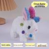 Plush Interactive White Rabbit Toy - Walking, Talking, Ear-Wiggling, Mouth-Moving Long-Haired Pet Simulation.