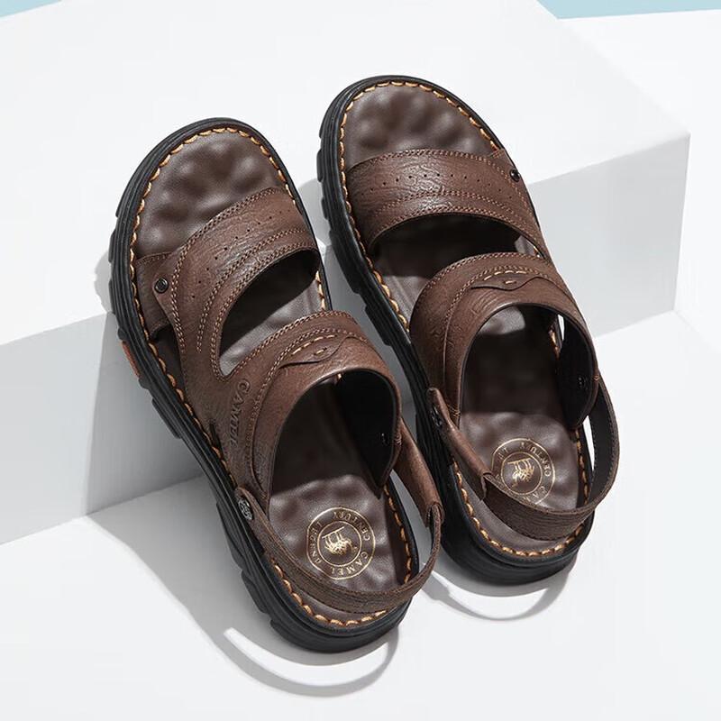 Camel Men s Two-Wear Leather Beach Sandals 42