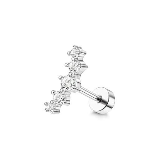 Drperfect Cartilage Earring Stainless Steel Helix Opal CZ Stud Earrings for Women Butterfly Flat Back Cartilage Piercing Jewelry