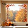 Ahornblatt Fensteraufkleber Erntedankfest Statischer Glasaufkleber, Herbst-Clings mit Blättern Sonnenblumen Und Herbstdekorationen Beeren-Drucke,