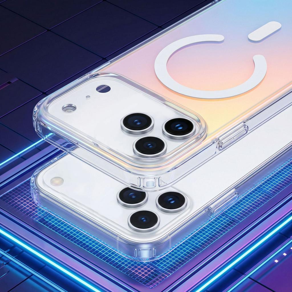 Applicable to iphone17 magnetic mobile phone case Apple 17promax laser gradual change 16pro chameleon skin feeling case