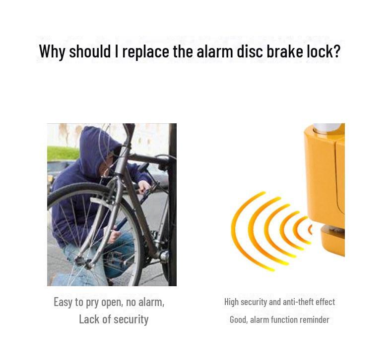Anti-Theft Disc Brake Lock with Alarm for Mountain Bikes, Motorcycles, and E-Bikes