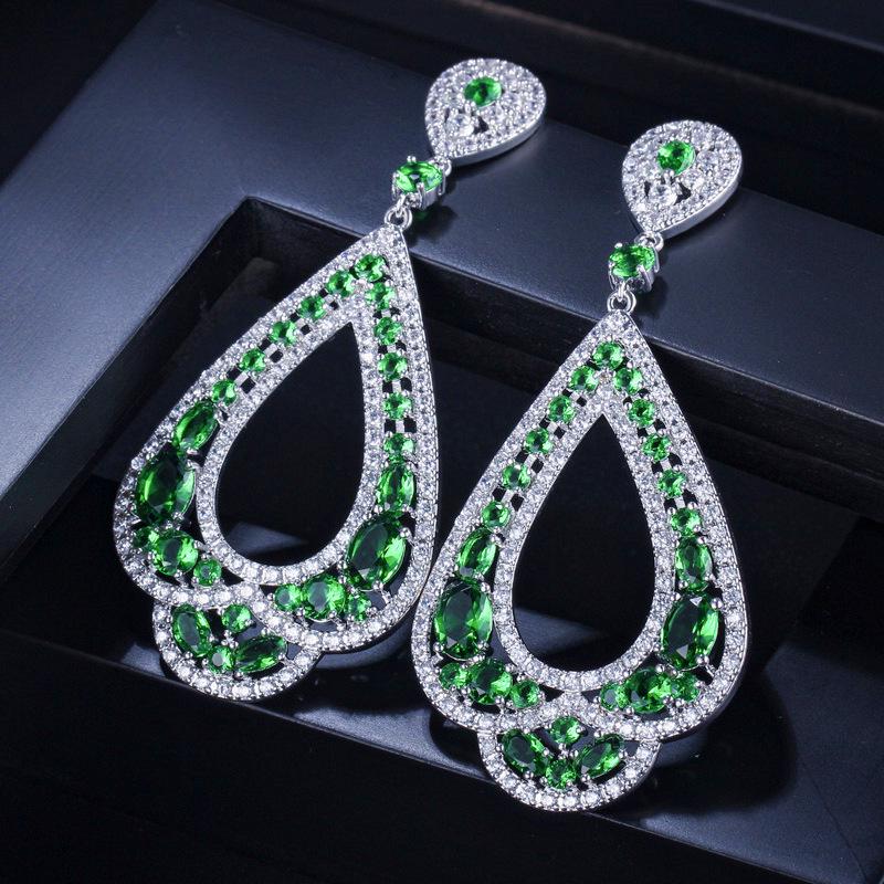 E0253 Exaggerated Women'S Ear Jewelry Full Of Zircon Earrings, Needle Multi-Color Optional