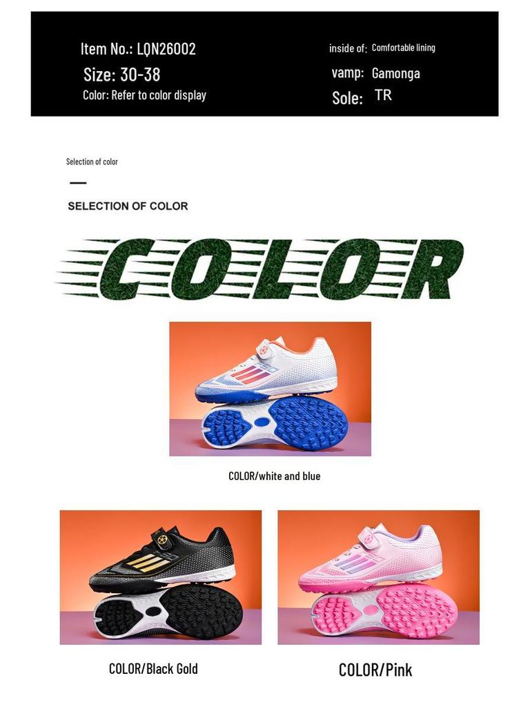 Children's Velcro Anti-Slip Turf Football Shoes for Boys and Girls - Wear-Resistant Competition Training Shoes