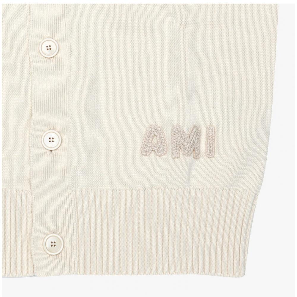 Ami Crochet Logo Men S Cardigan Kn0063