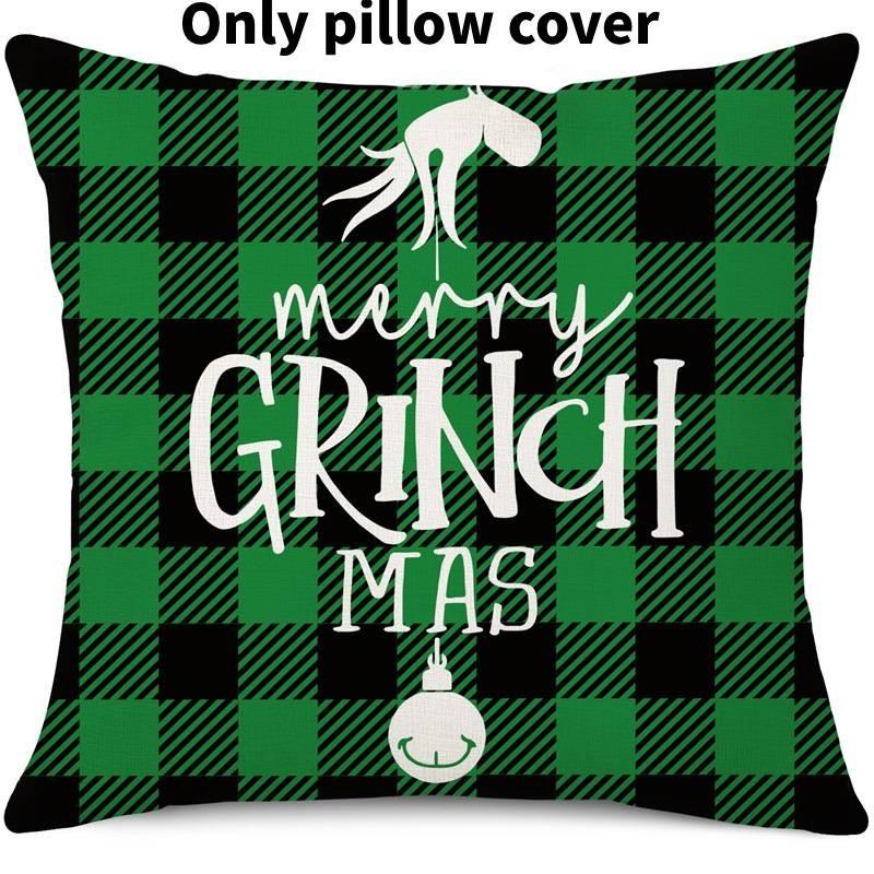 Cozy Green And Red Grinch Christmas Pillow Cover For Stylish Home Dcor 45x45cm