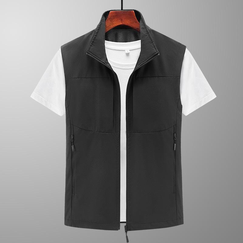 Casual Loose Vest Men's Zipper Multi-pocket Spring and Summer Horse Clip Sleeveless Vest Middle-aged and Young Daddy Vest Jacket