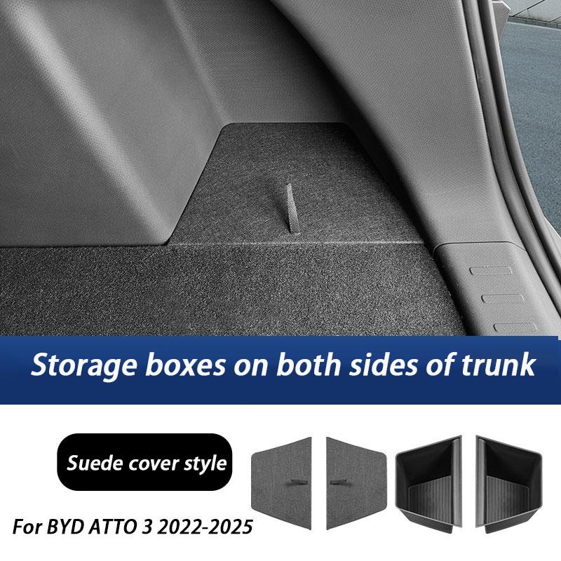 Trunk Side Storage Box For BYD Yuan Plus Atto 3 2022-2025 Cargo Compartment Organizer Bucket TPE Bins Interior Partition Storage