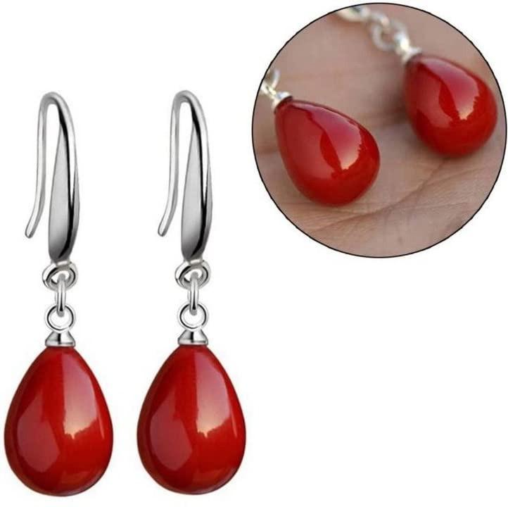 Women's Pearl Drop Earrings, Silver Plated Round Pearl Dangle and Drop Earrings