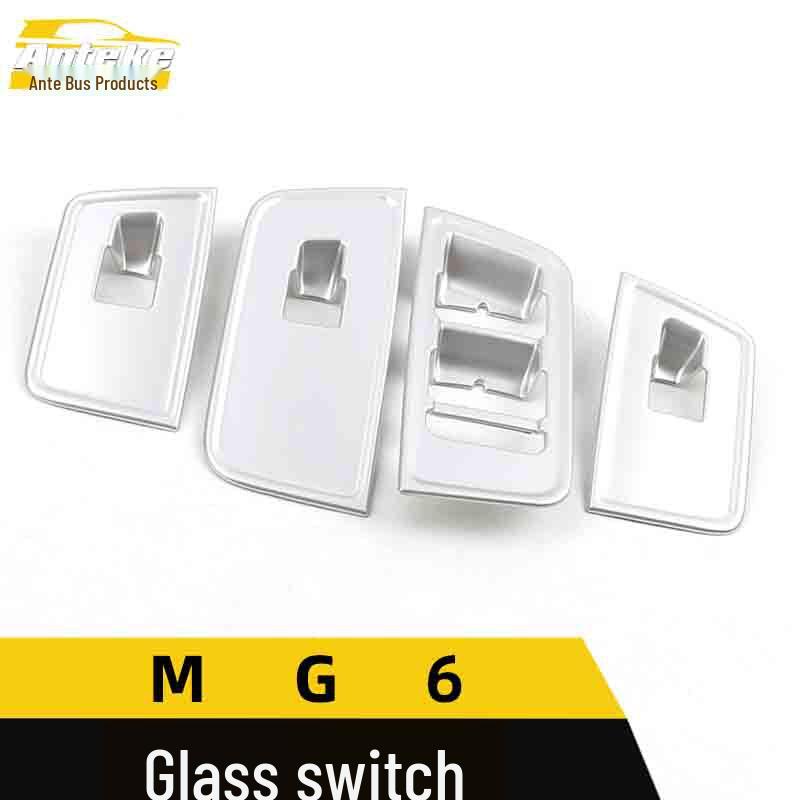 MG6 Glass Switch Decorative Frame: Electroplated Window Armrest Lift Button Sequin Sticker Car Accessory.