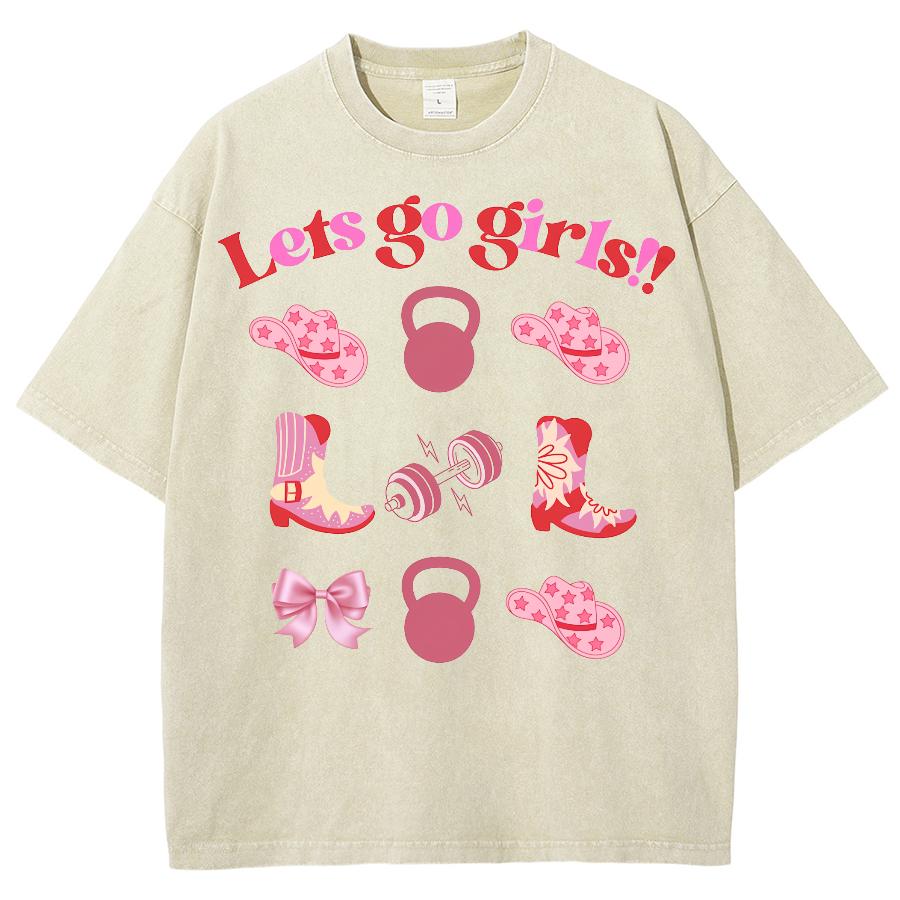 Mädchenhaftes Rosa Schleifendruck Damen T-Shirt Gewaschenes Denim Oversize Kurzarm Jugendmode Niedliches Süßes Oberteil Sommer