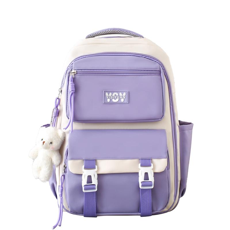 Large Capacity Backpack Student Lightweight Schoolbag Color Contrast Backpack