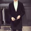 Men Suit Coat Lapel Long Sleeve Solid Color Mid-length Suit Jacket Slim Fit