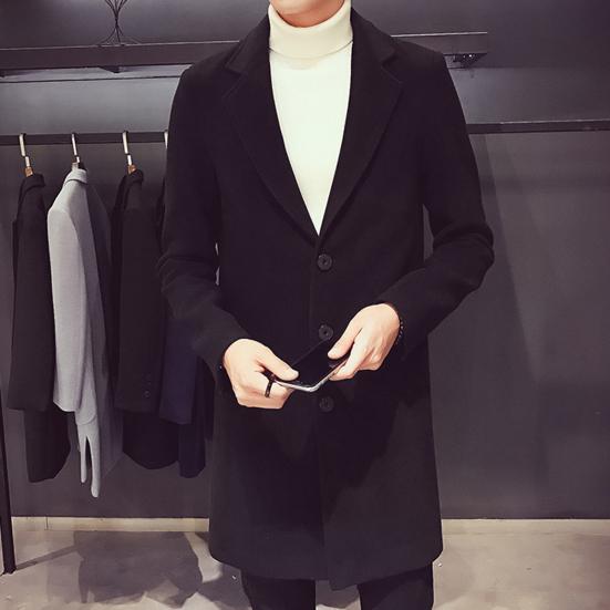 Men Suit Coat Lapel Long Sleeve Solid Color Mid-length Suit Jacket Slim Fit